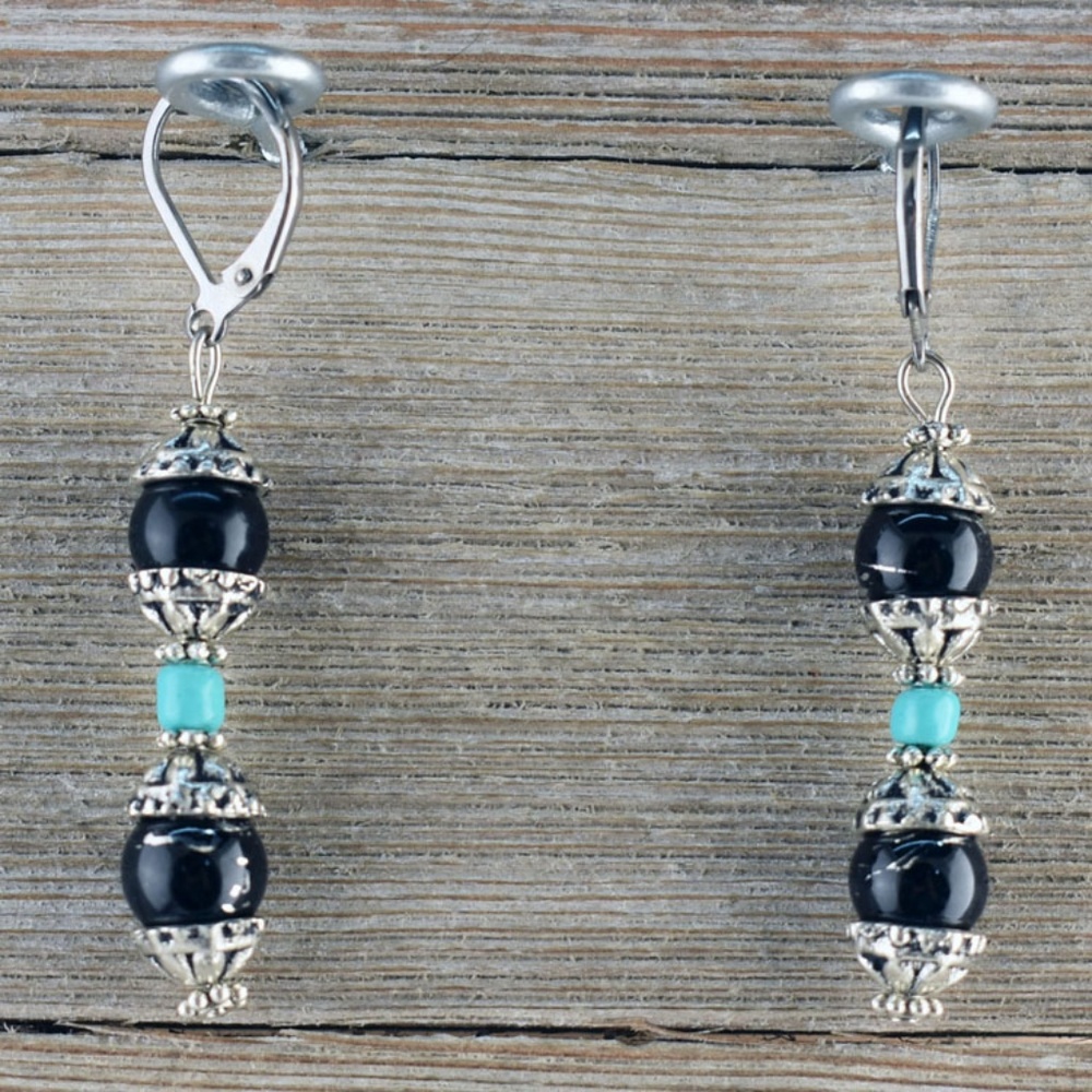 Square Designer Turquoise Cross Necklace Set - Picture 2 of 4